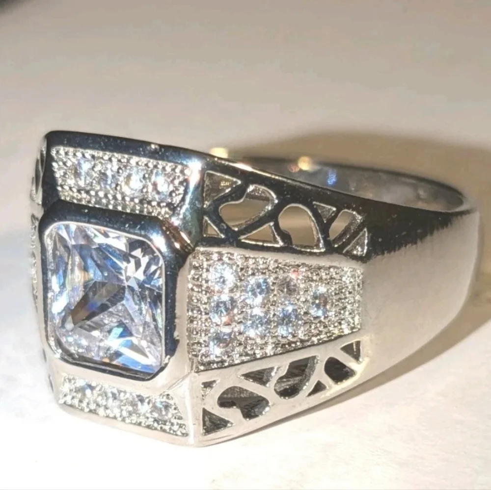 4 Ct Shiny Classic Men's Lab Created Diamond 925 Silver Wedding Band Ring Sz 12